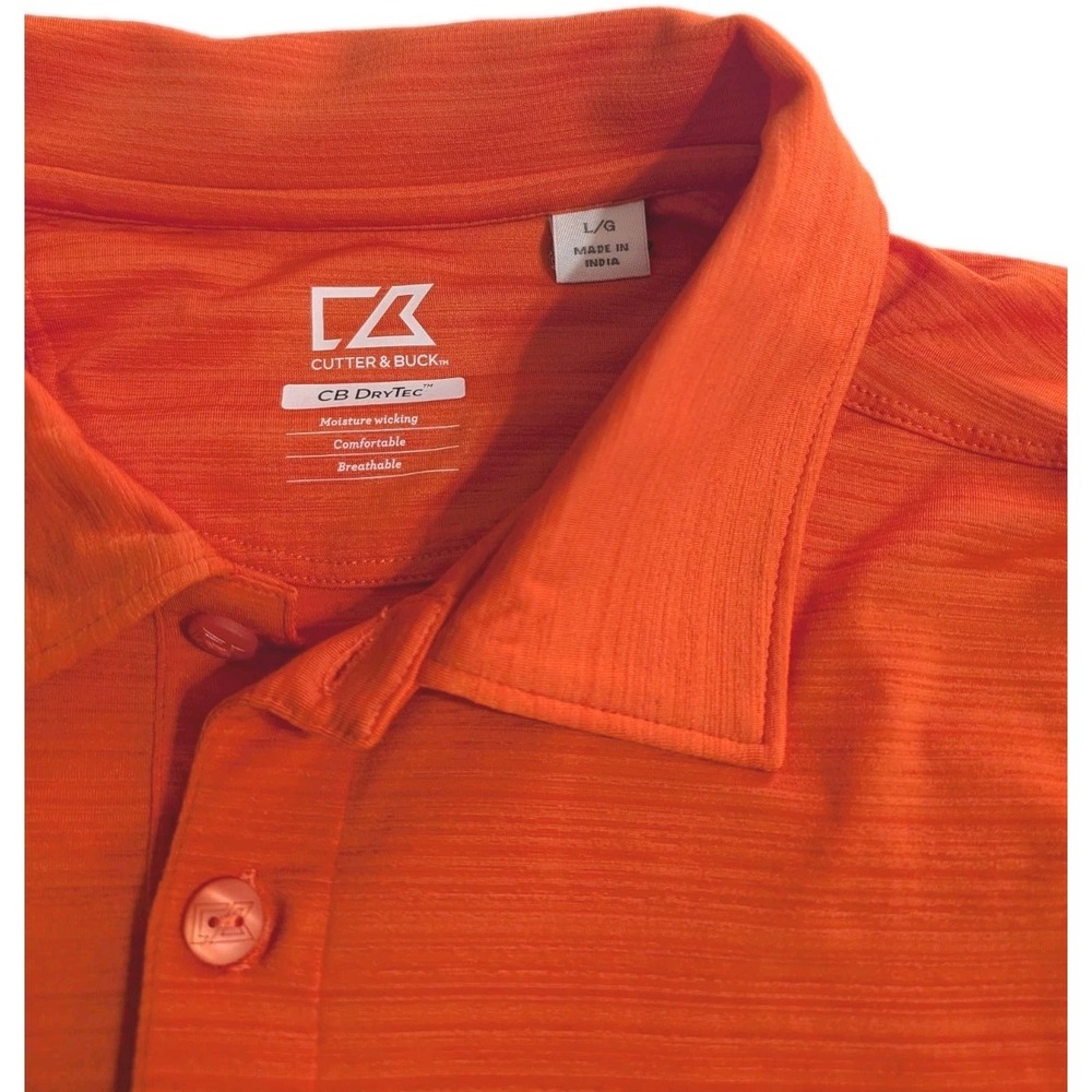 Men's Cutter & Buck Drytec‎ Orange Polo TPC River Highlands Size L - Picture 3 of 5